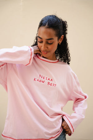 Nesaa Know Best Long Sleeve T-Shirt In Pink
