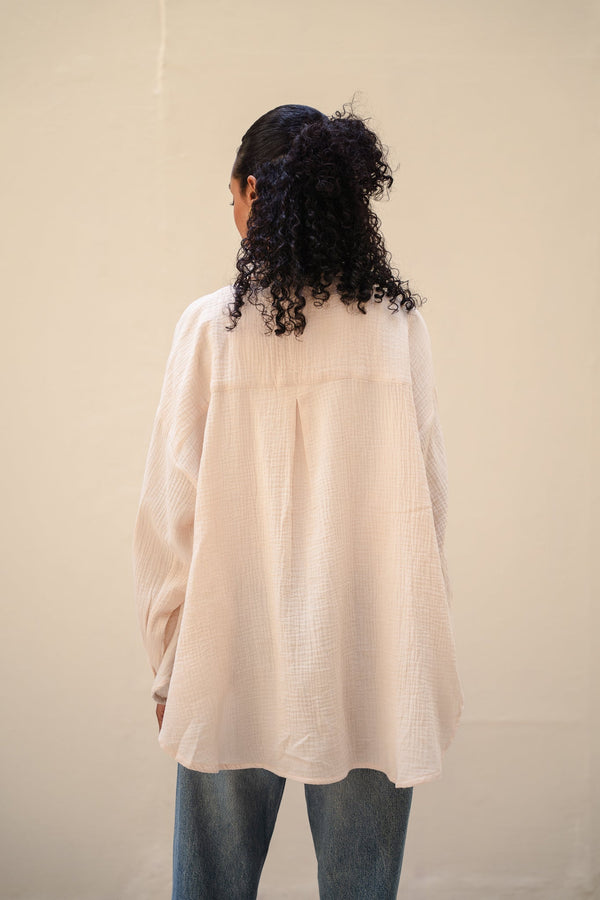 Cotton Muslin Shirt in Beige