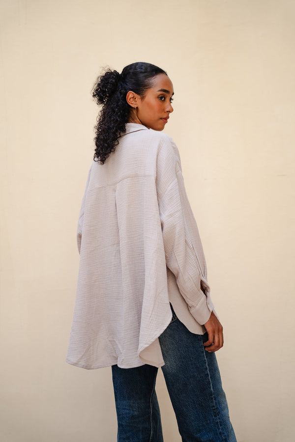 Cotton Muslin Shirt in Cafe