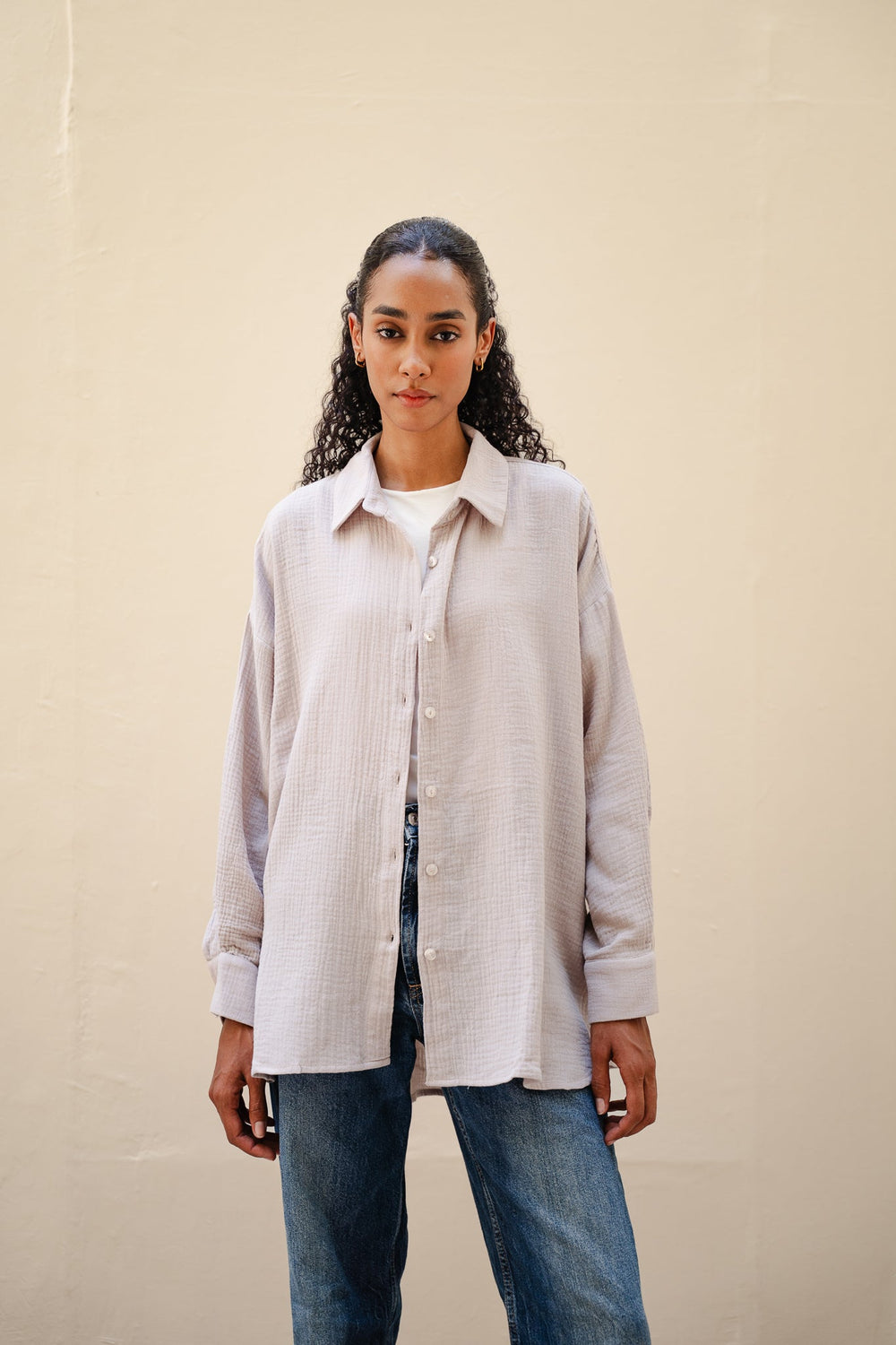Cotton Muslin Shirt in Cafe
