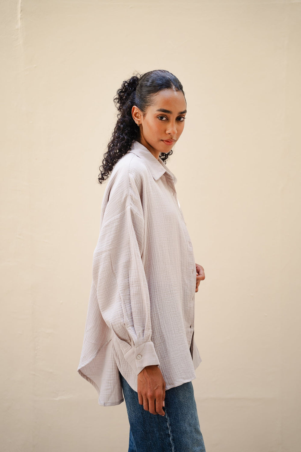 Cotton Muslin Shirt in Cafe