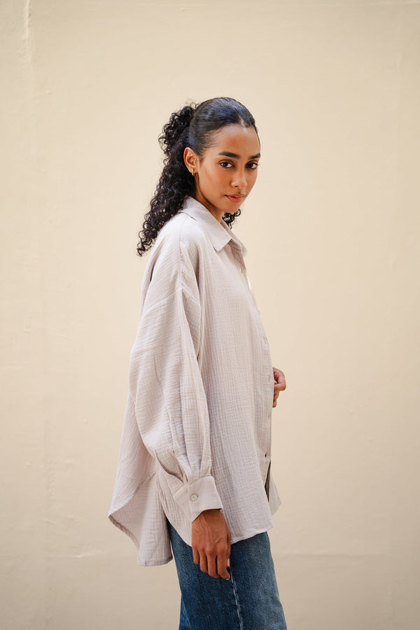 Cotton Muslin Shirt in Cafe