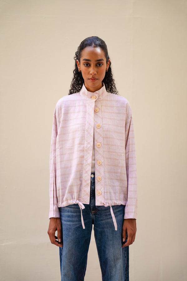 Bomber Jacket in Plaid Pink