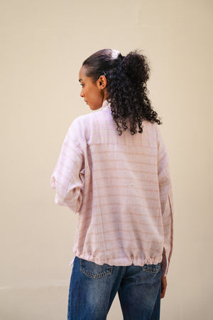 Bomber Jacket in Plaid Pink