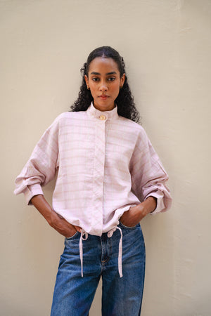 Bomber Jacket in Plaid Pink