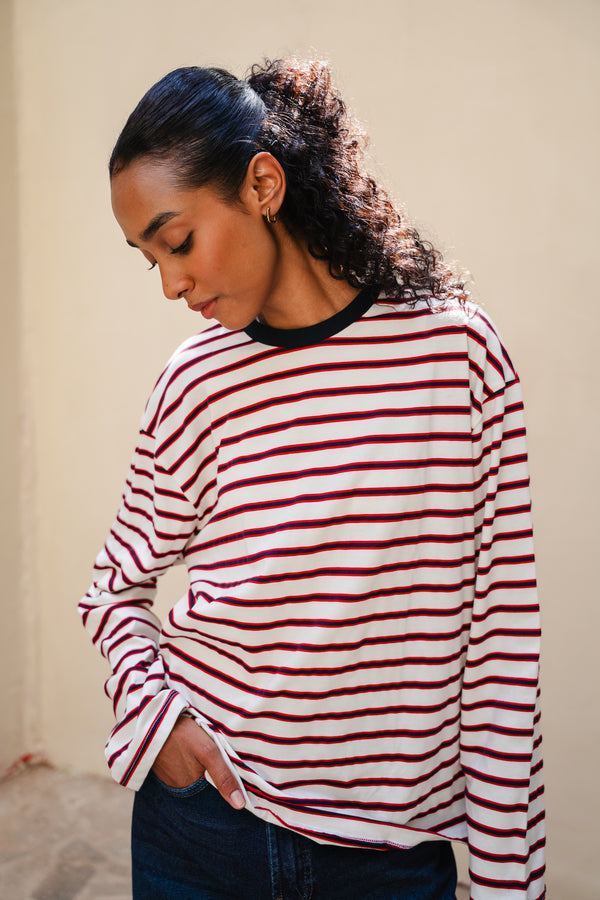 Striped Long Sleeve in Navy