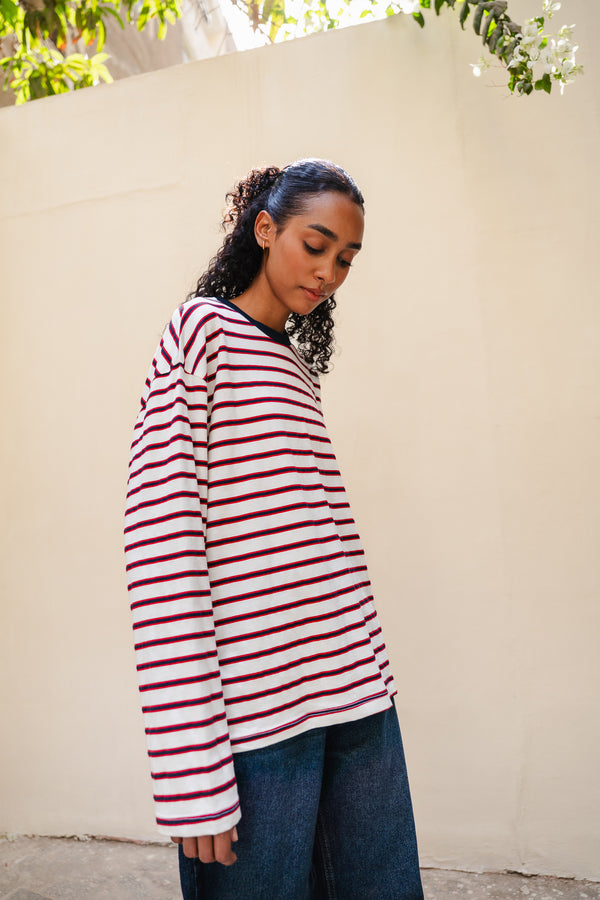 Striped Long Sleeve in Navy