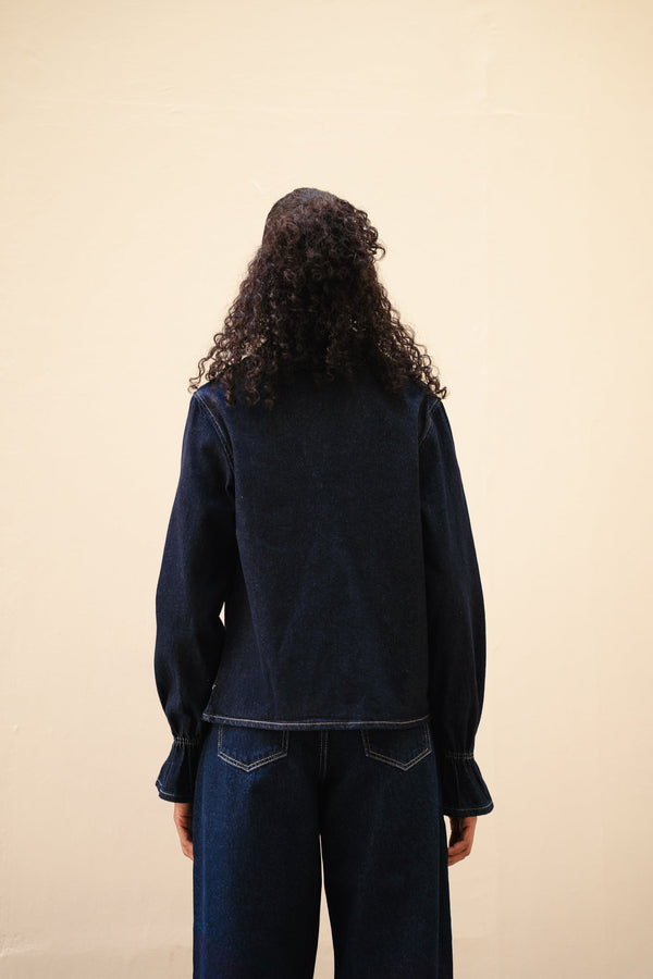 Frill Collar Denim Top