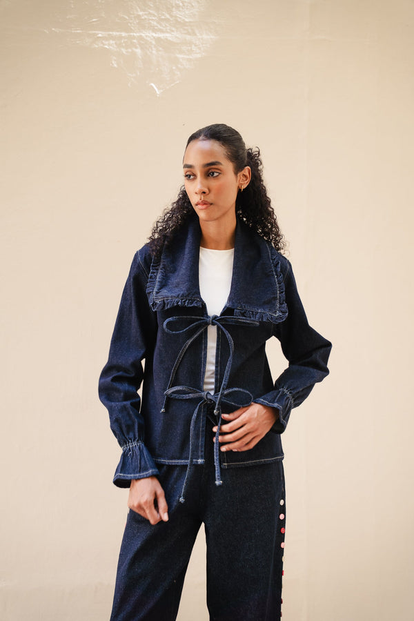 Frill Collar Denim Top