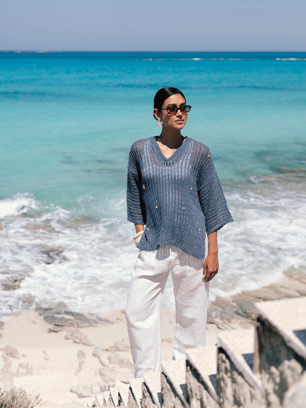 Shell Cardigan in Navy
