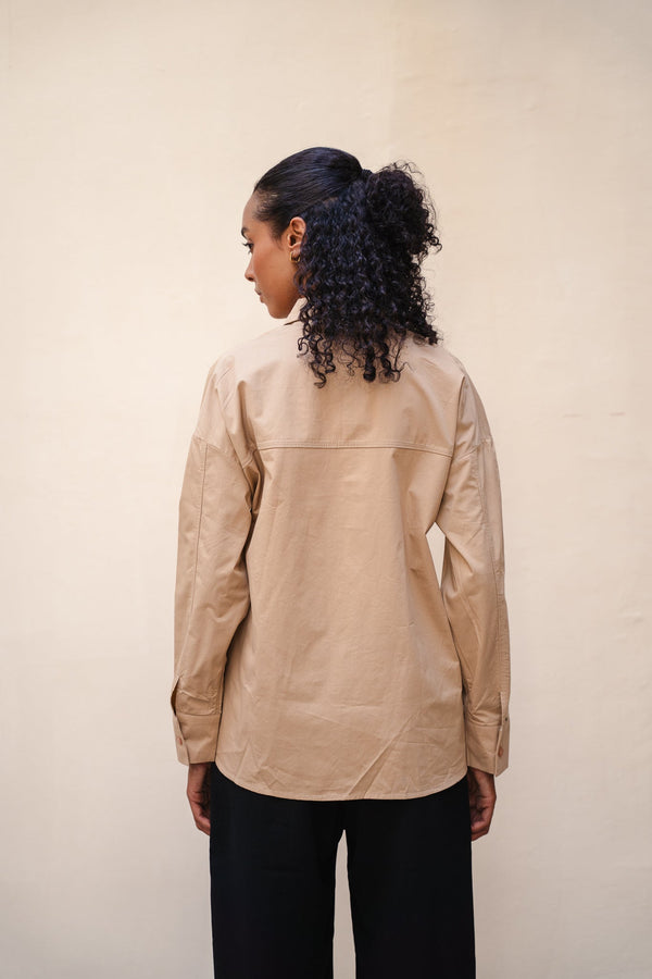 Buttoned Waist Shirt in Beige
