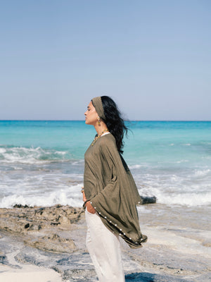Studded Cape Top in Olive