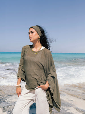 Studded Cape Top in Olive