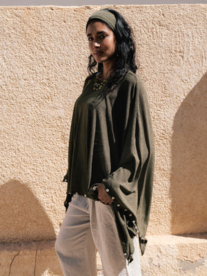 Studded Cape Top in Olive