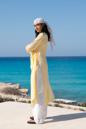 Long Wrap Shirt in Yellow