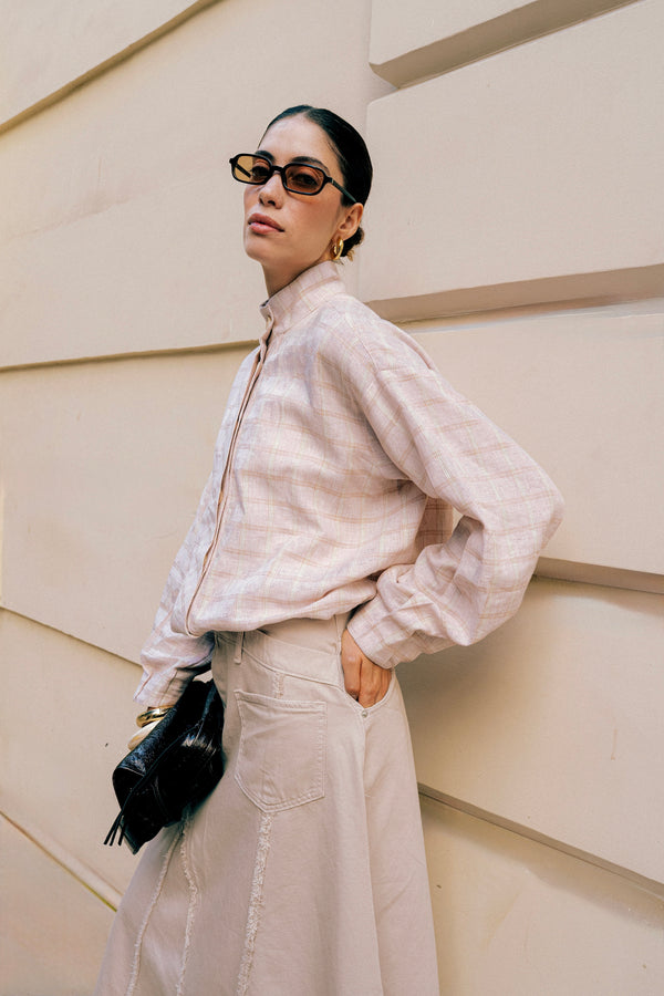 Bomber Jacket in Plaid Pink