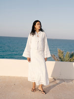 Linen Trim Skirt in Off White