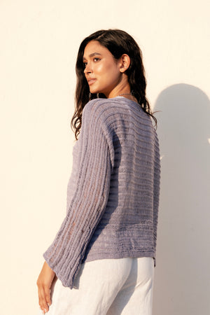 Boat Neck Crochet Top in Purple