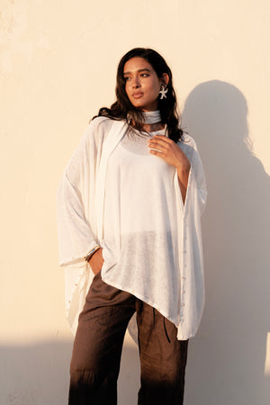 Studded Cape Top in White