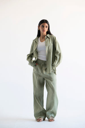 Livin’ In Linen Shirt in Olive