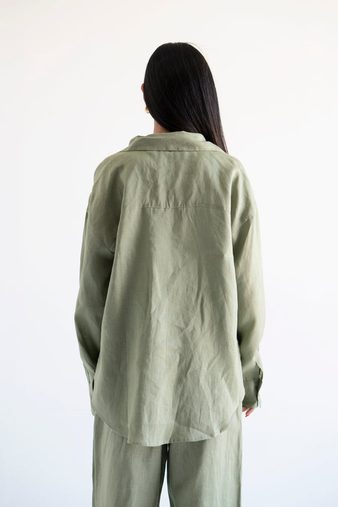 Livin’ In Linen Shirt in Olive