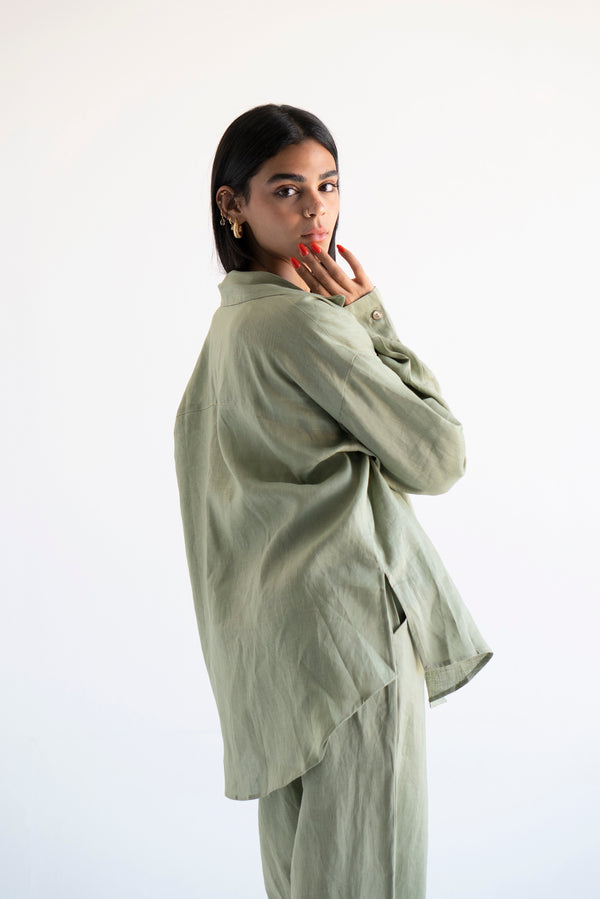 Livin’ In Linen Shirt in Olive