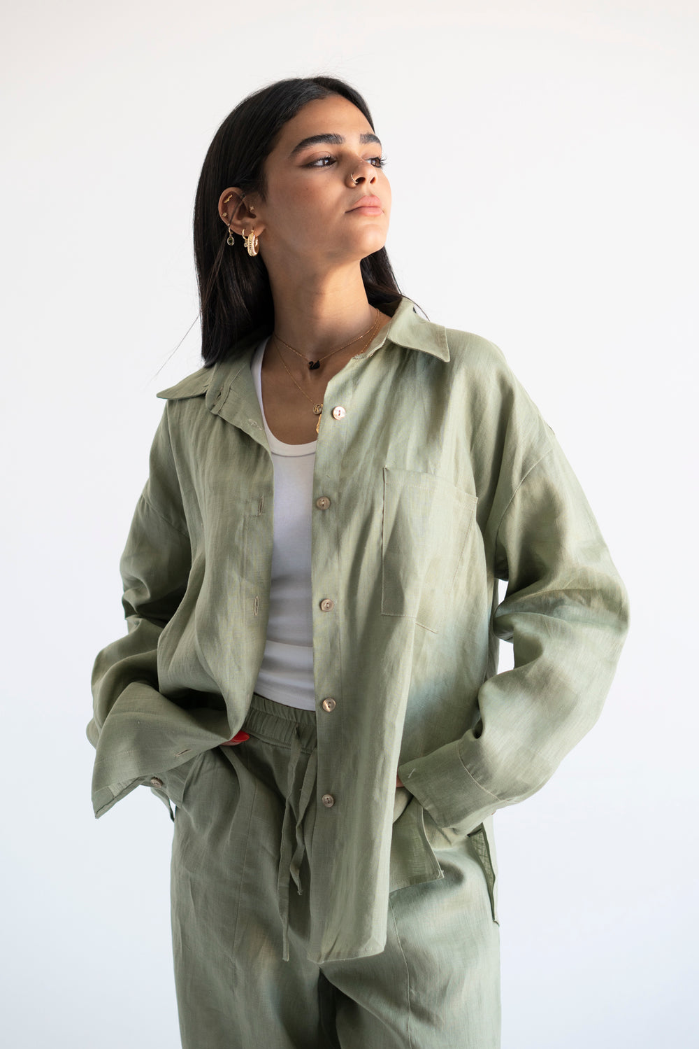 Livin’ In Linen Shirt in Olive