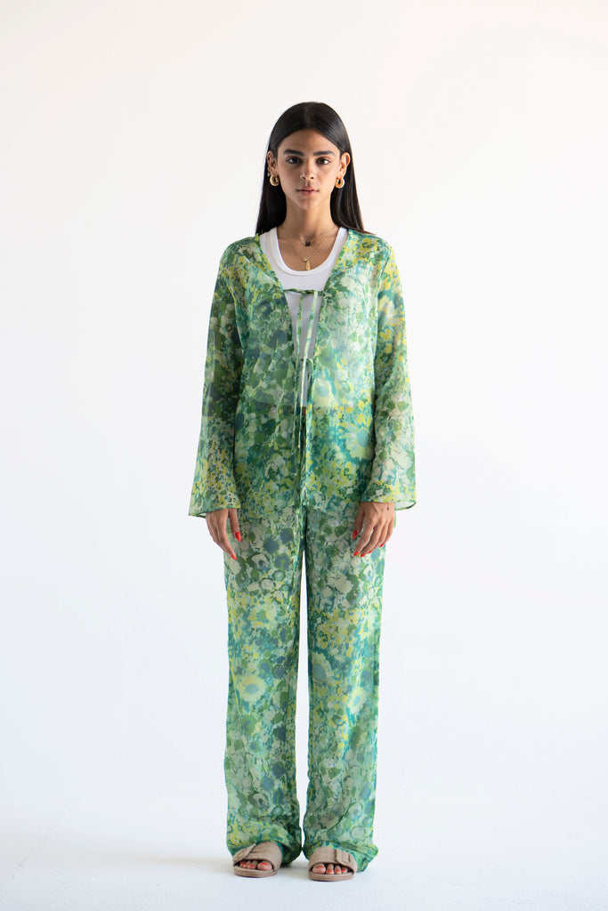 Marigold Chiffon Set in Green