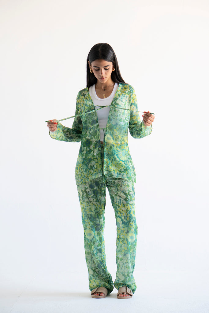 Marigold Chiffon Set in Green