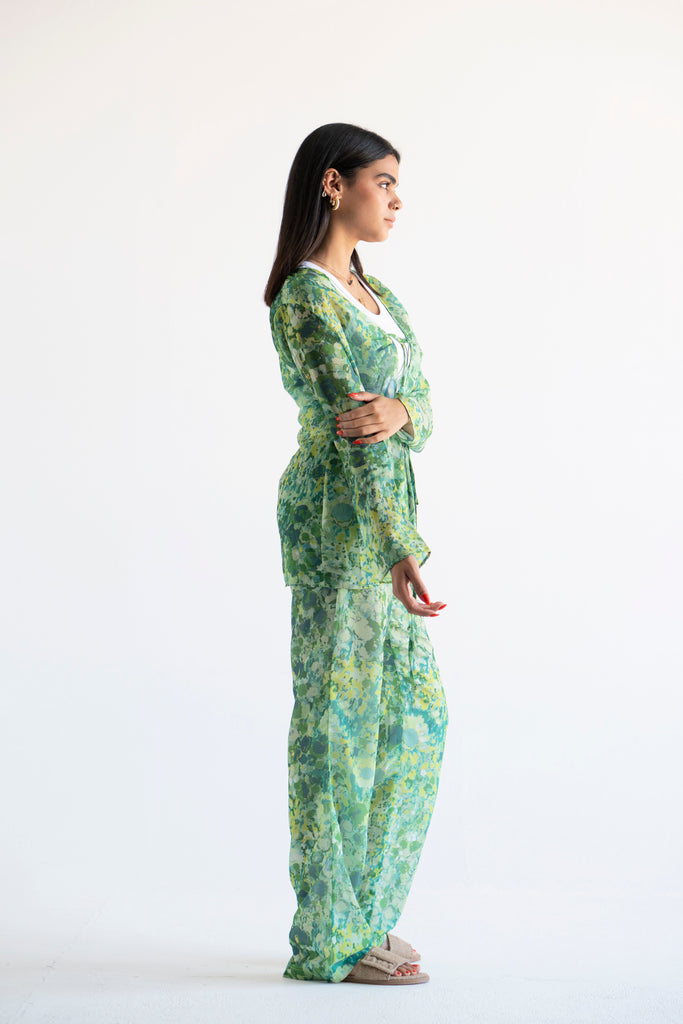 Marigold Chiffon Set in Green