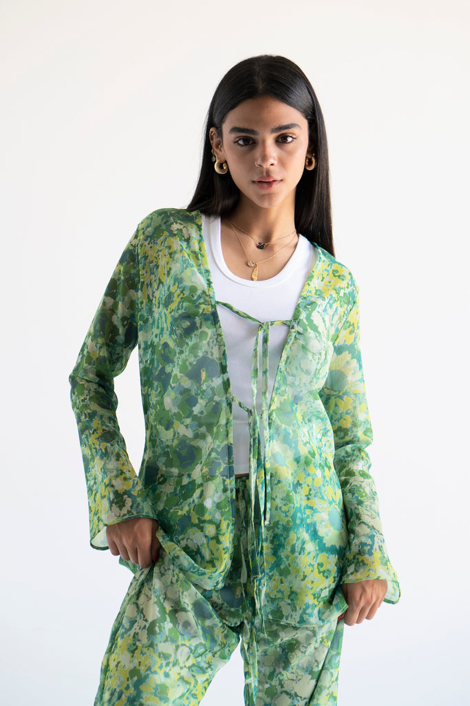 Marigold Chiffon Set in Green