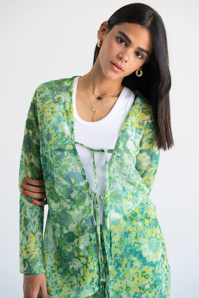 Marigold Chiffon Set in Green