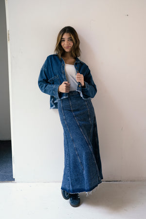 Denim Skirt in Dark Blue