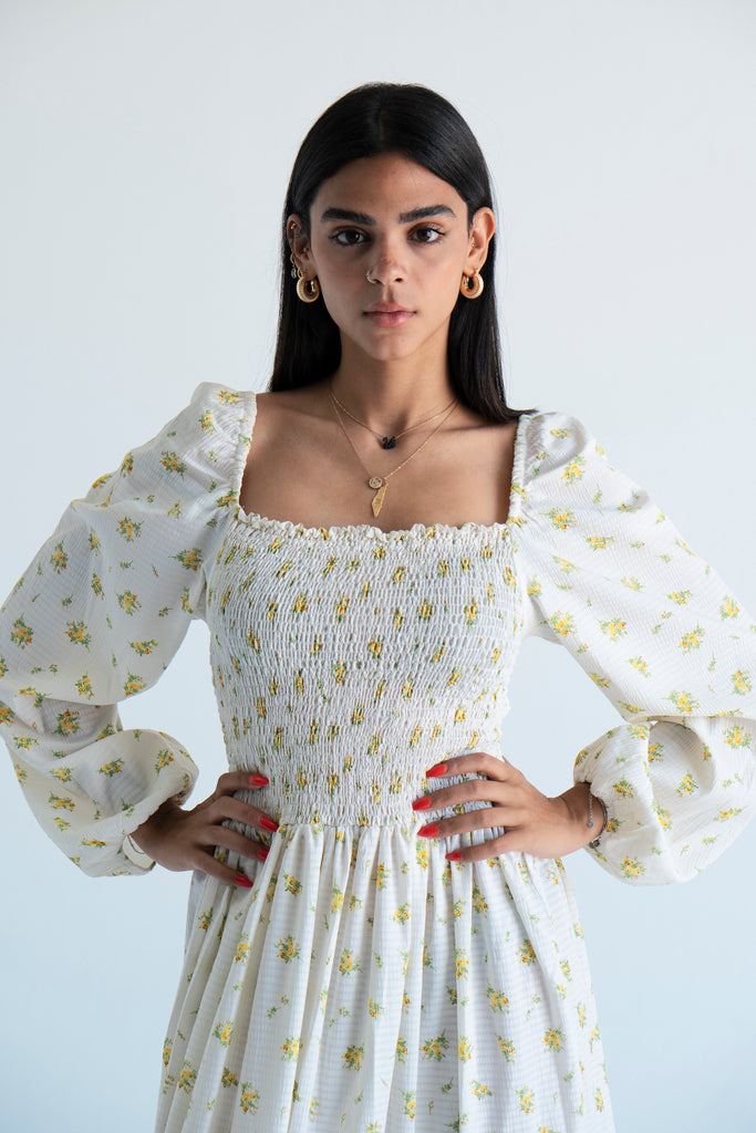 Happy With You Yellow Floral Dress
