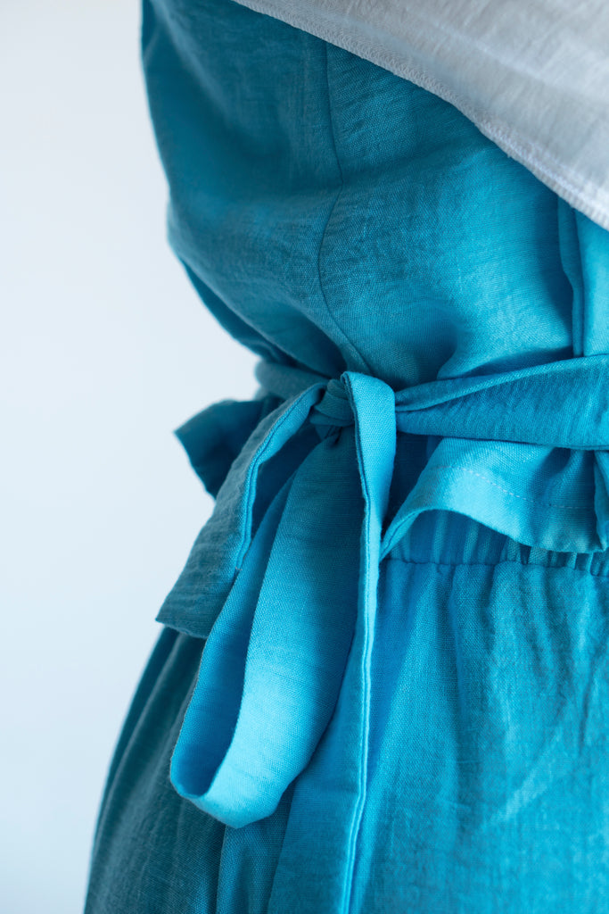 Linen Vest Set in Blue