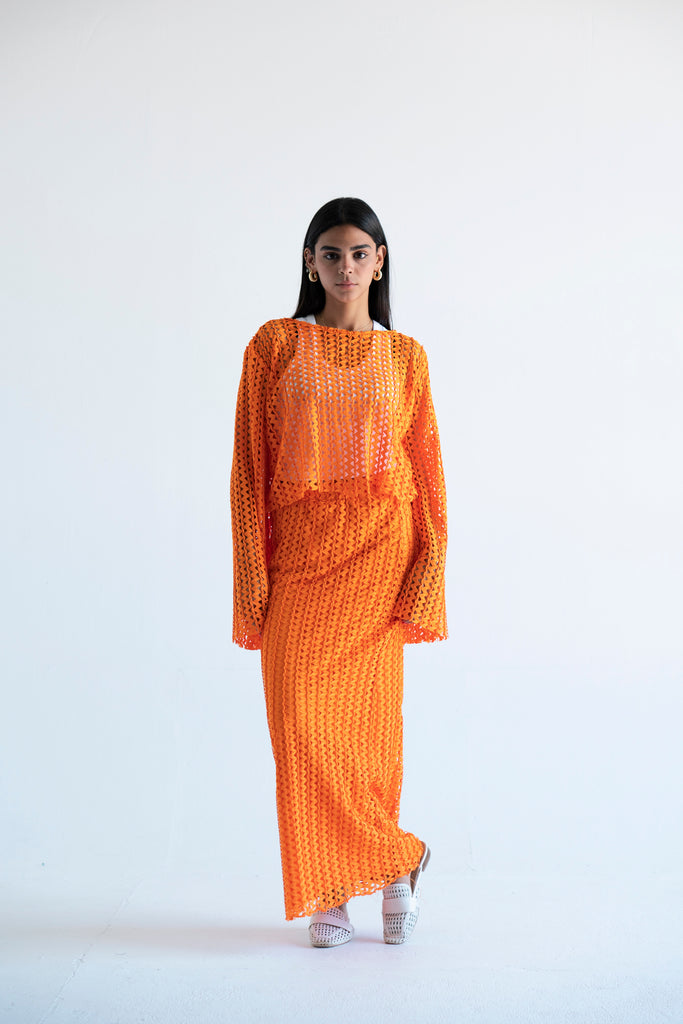 Fishnet Set in Orange