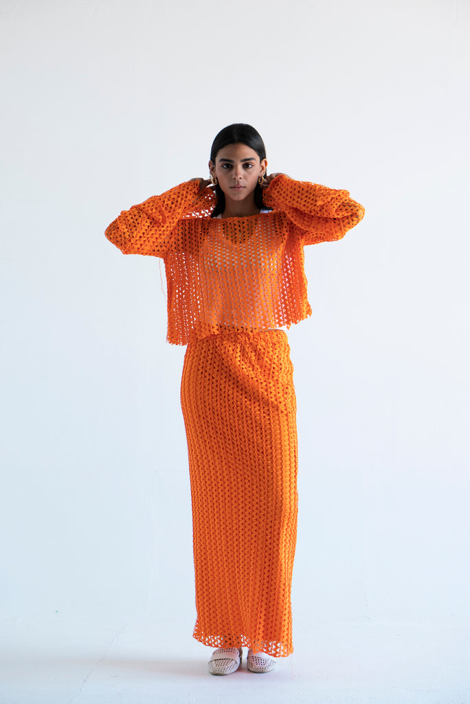 Fishnet Set in Orange