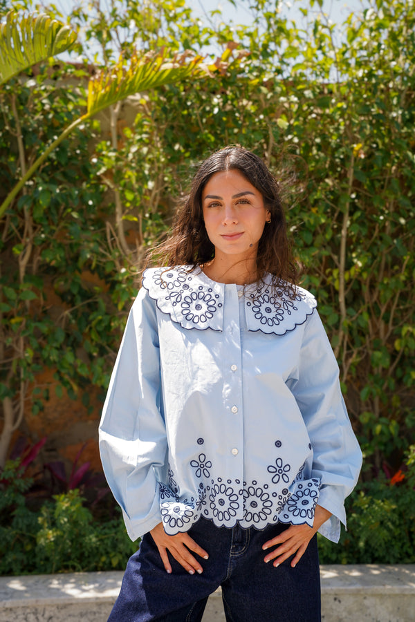 Embroidered Shirt in Blue