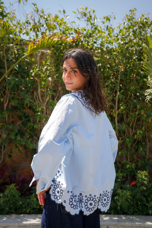 Embroidered Shirt in Blue