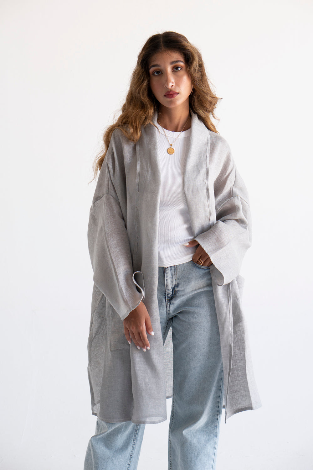 Mesh Kimono in Grey
