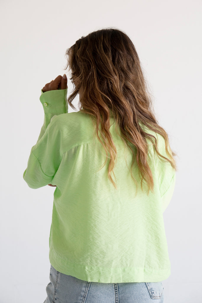 Just Like Me Cropped Shirt in Lime