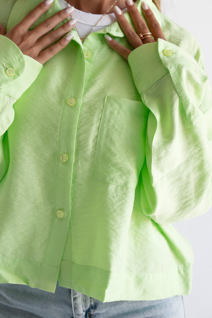 Just Like Me Cropped Shirt in Lime