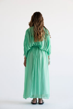 String Tie Dress in Green