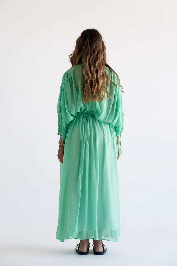 String Tie Dress in Green