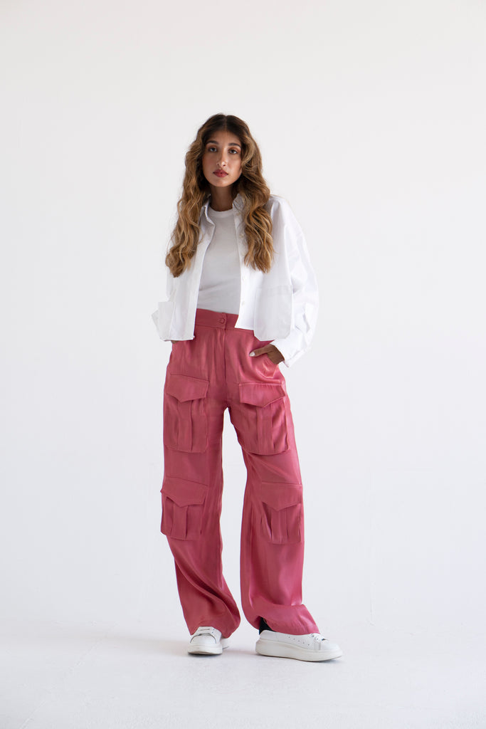 Glimmer Cargo Pants in Blush