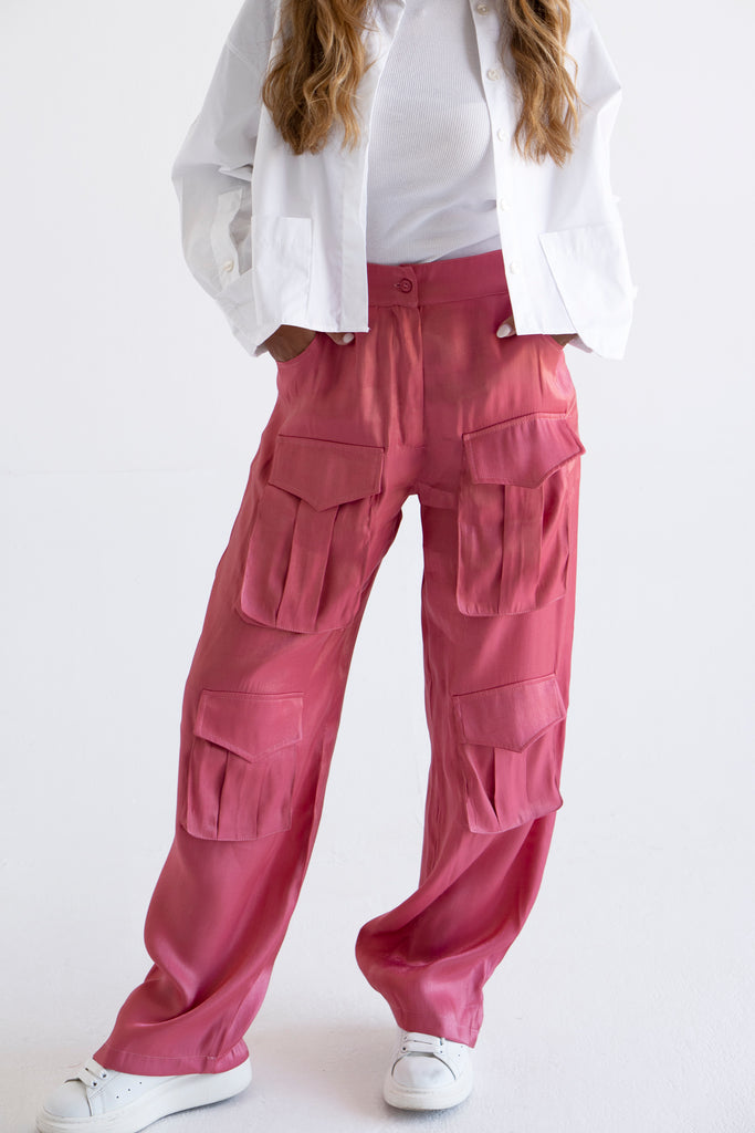 Glimmer Cargo Pants in Blush