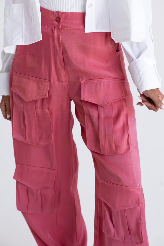 Glimmer Cargo Pants in Blush