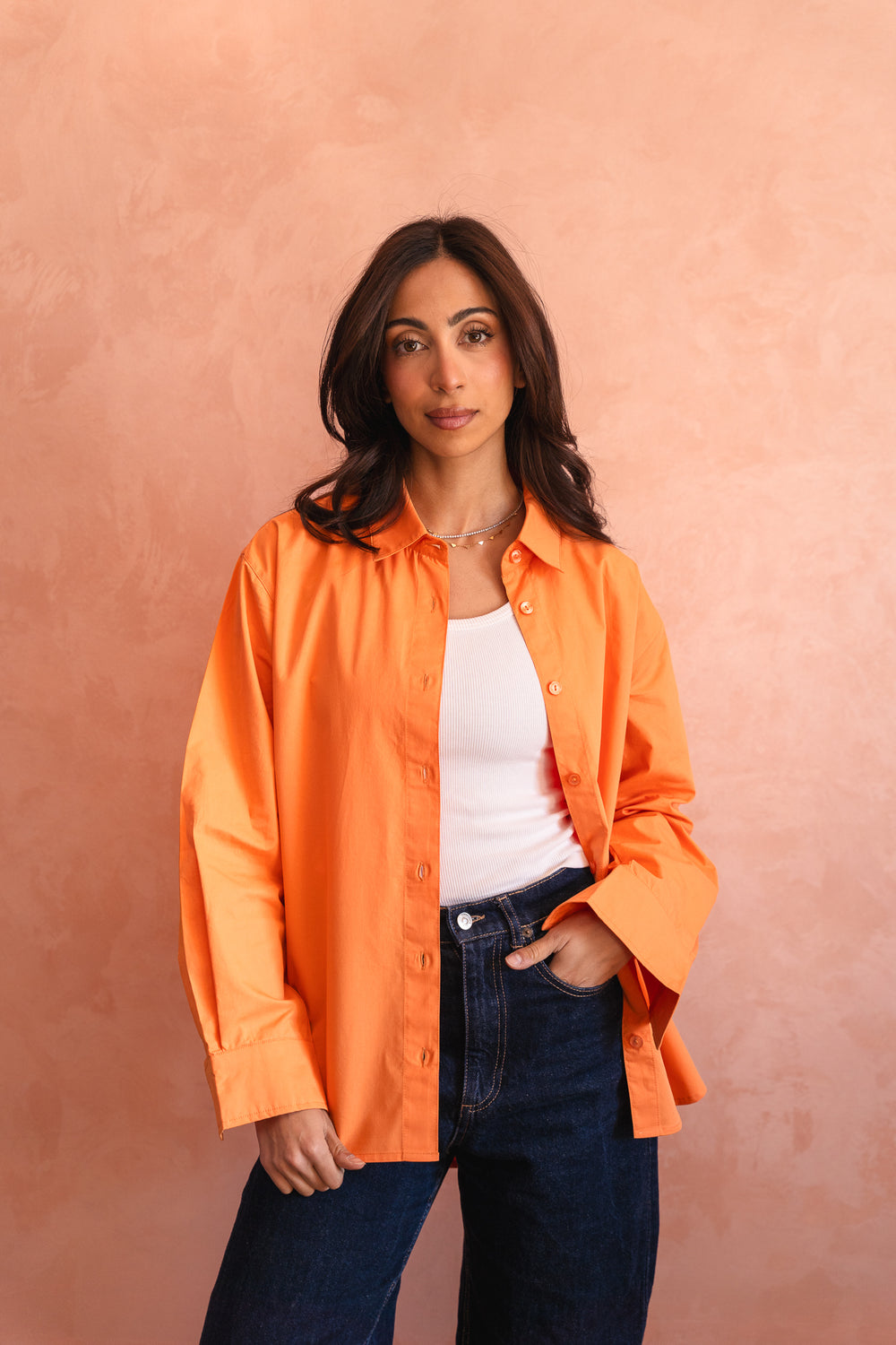 Poplin Shirt in Orange
