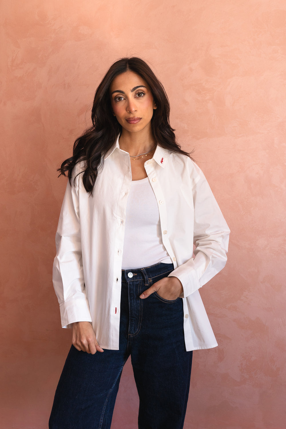 White Poplin Shirt with embroidery