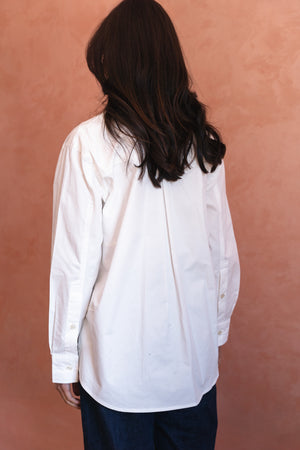 White Poplin Shirt with Embroidery